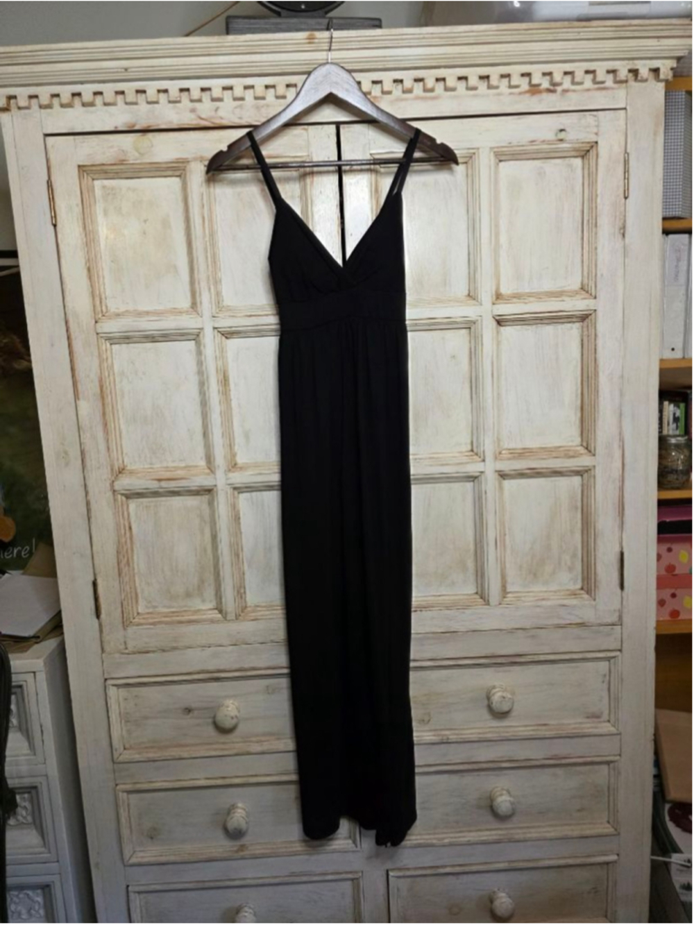DEREK HEART Black Sleeveless Maxi Dress Small built in pads adjustable straps